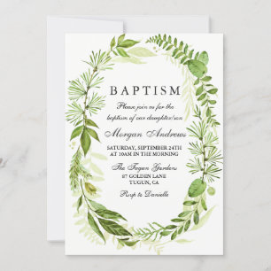 Invitation Baptême de fille ou de garçon à la feui