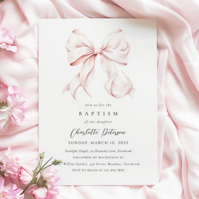 Invitation Baptême de fille rose (Créateur téléchargé)
