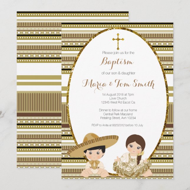 Invitation Baptême de la Fiesta d'Or (Devant / Derrière)