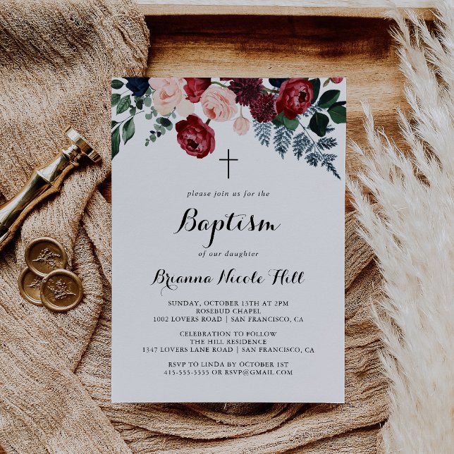 Invitation Baptême de la marine rose de Bourgogne (Créateur téléchargé)