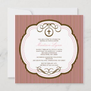 Invitation Baptême de la petite fille rose douce