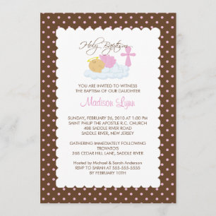 Invitation Baptême de l'ange douce et du baptême croisé