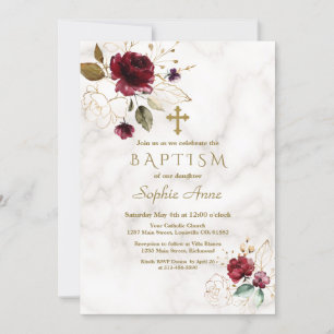 Invitation Baptême de luxe Baptême en marbre de la Croix Flor