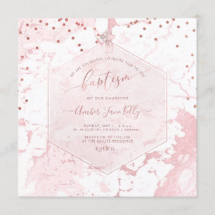 Invitation Baptême de marbre noir PixDezines