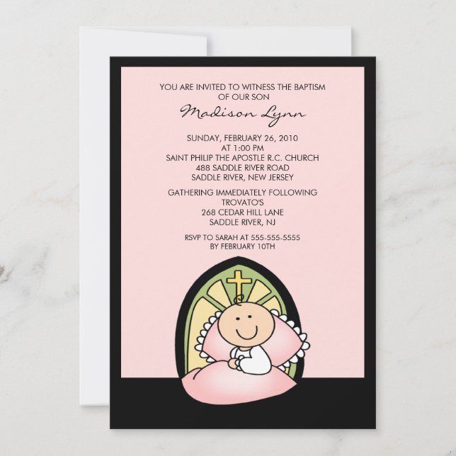 Invitation Baptême de petite fille, baptême, baptême, avèneme (Devant)