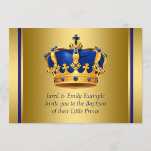 Invitation Baptême de Prince héritier de bleu royal et d'or