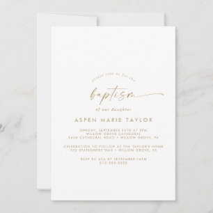 Invitation Baptême de Script Or Moderne
