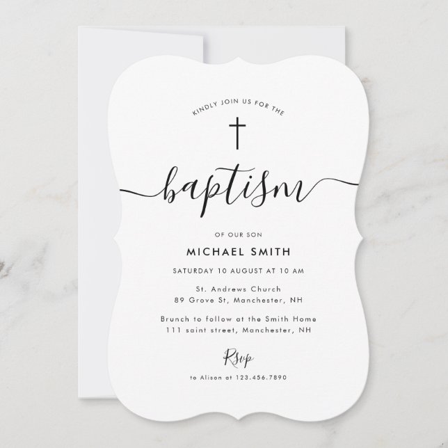 Invitation baptême de script simple (Devant)