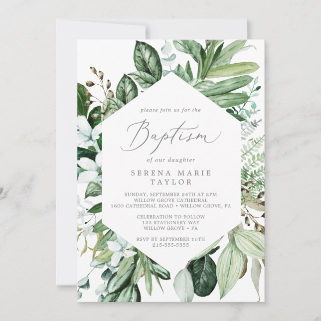 Invitation Baptême de verdure des bois (Devant)