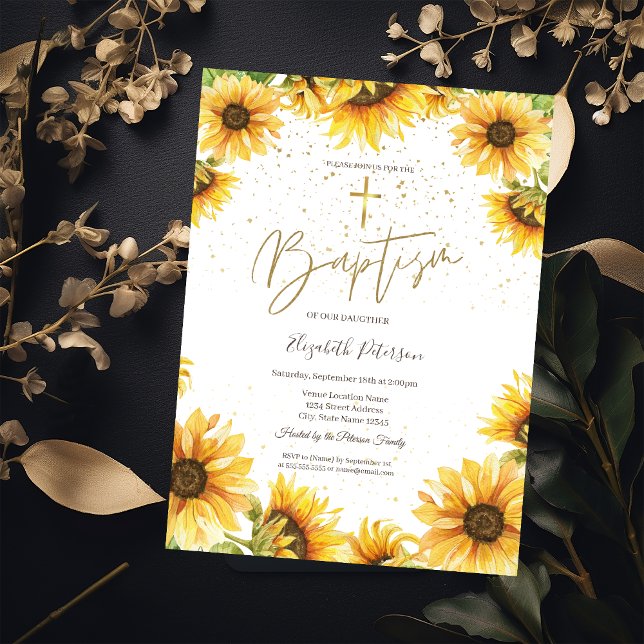 Invitation Baptême des tournesols de la Croix d'or (Créateur téléchargé)