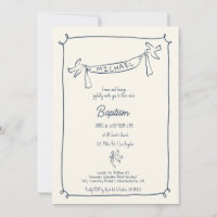 Invitation Baptême dessinée à la main avec colombe