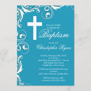 Invitation Baptême du bébé de la Croix Élégante