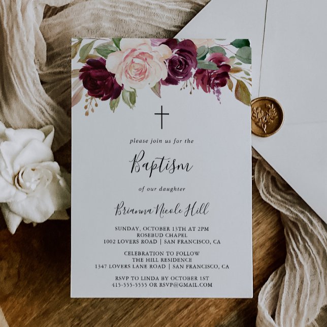 Invitation Baptême du feuillage floral et botanique rustique (Créateur téléchargé)