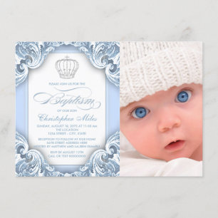 Invitation Baptême du prince bleu bébé