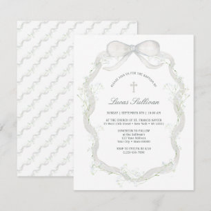 Invitation Baptême du souffle du bébé blanc