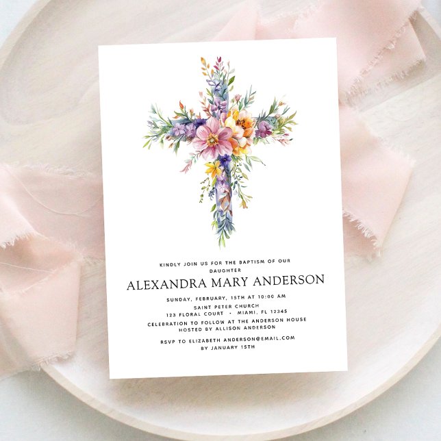 Invitation Baptême Dusty Rose Vert Eucalyptus (Créateur téléchargé)