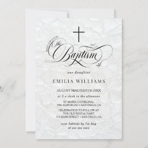 Invitation Baptême Élégant Blanc