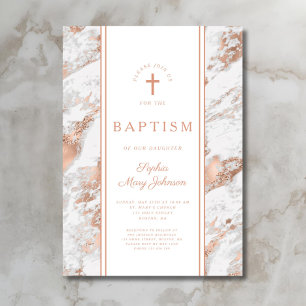 Invitation Baptême élégant or rose