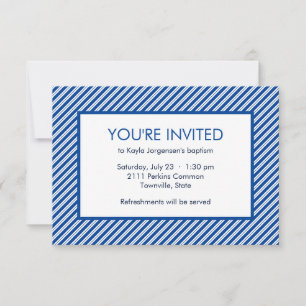 Invitation Baptême en diagonale minimaliste bleu et blanc
