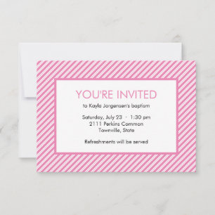 Invitation Baptême en diagonale minimaliste rose et blanc