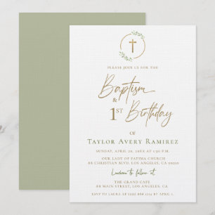 Invitation Baptême en écriture moderne et 1er anniversaire ve