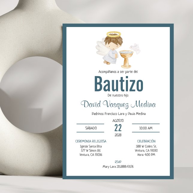 Invitation Baptême en Espagnol Baptême Bébé Garçon (Créateur téléchargé)