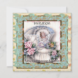 Invitation Baptême Enfant Christening Bleu sarcell