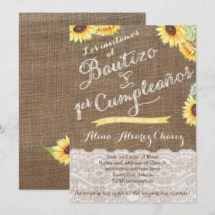 Invitation Baptême espagnol et premier anniversaire pour lati