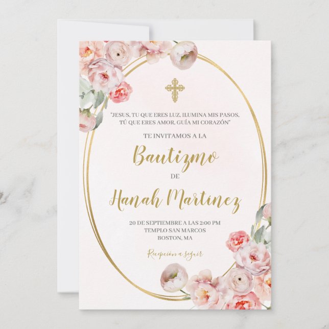Invitation Baptême espagnol pour fille (Devant)