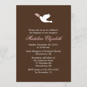 Invitation Baptême et baptême de petite fille de colombe