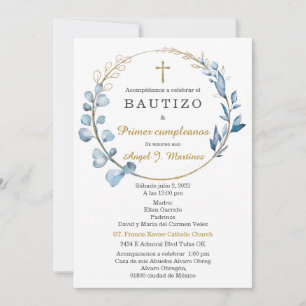 Invitation Baptême et Premier Anniversaire Garçon