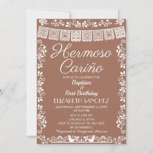 Invitation Baptême et premier anniversaire Hermoso Cariño en 