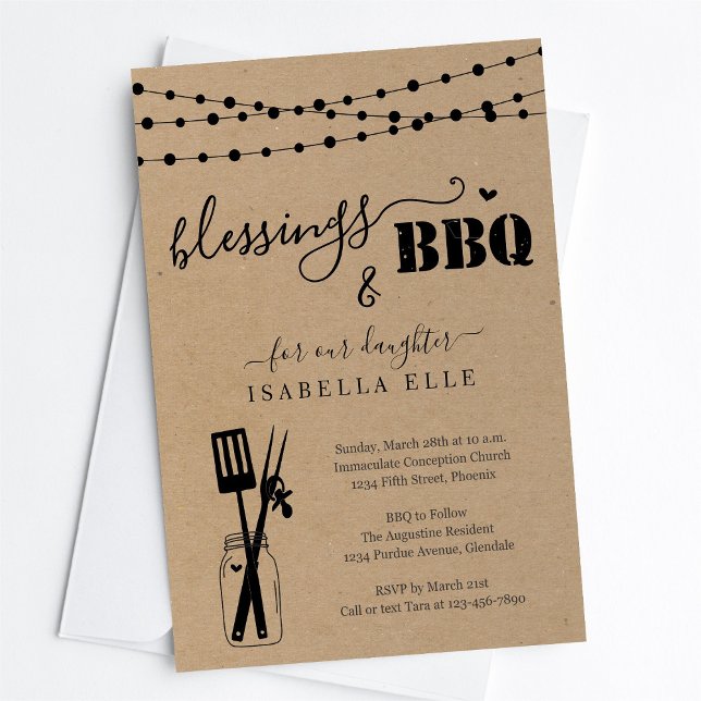 Invitation Baptême / Fête BBQ Christening (Créateur téléchargé)