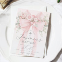 Baptême Fille Bébé Floral Rose Ruban