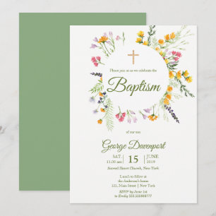 Invitation Baptême fleur sauvage Événement religieux Invitati