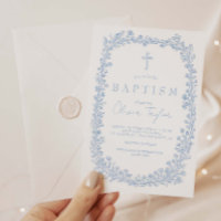 Baptême Fleurie Toile Bleu Clair