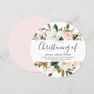 Invitation Baptême floral et blanc