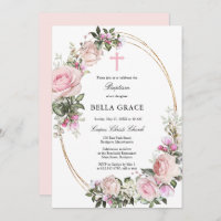 Baptême floral rose rustique