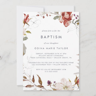Invitation Baptême floral simple