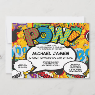 Invitation Baptême Fun Moderne Bande Dessinée