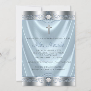 Invitation Baptême Garçons Bleu et Argent