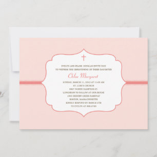 Invitation Baptême/Invitation de baptême tout simple - rose