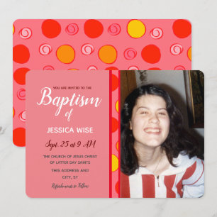 Invitation Baptême LDS Girl géométrique Cercles de plaisir