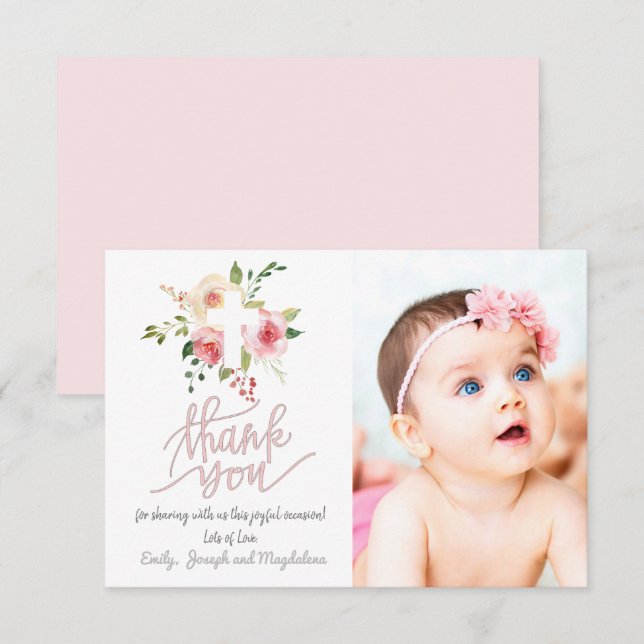 Invitation baptême merci fille (Devant / Derrière)