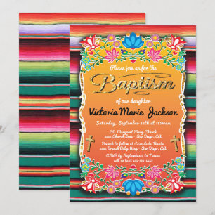 Invitation Baptême Mexique Fiesta Party Gold Parties scintill