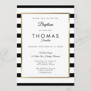 Invitation Baptême moderne Noir Blanc Baptême Baptême