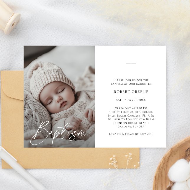 Invitation Baptême Neutre Genre Catholique (Créateur téléchargé)