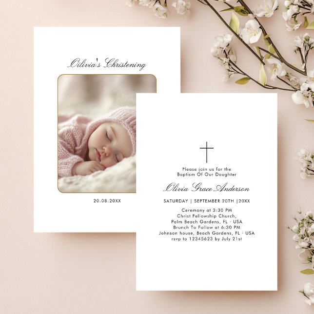 Invitation Baptême neutre pour le sexe chez le bébé noir et b (Créateur téléchargé)
