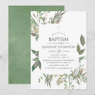 Invitation Baptême ou Christening de verdure