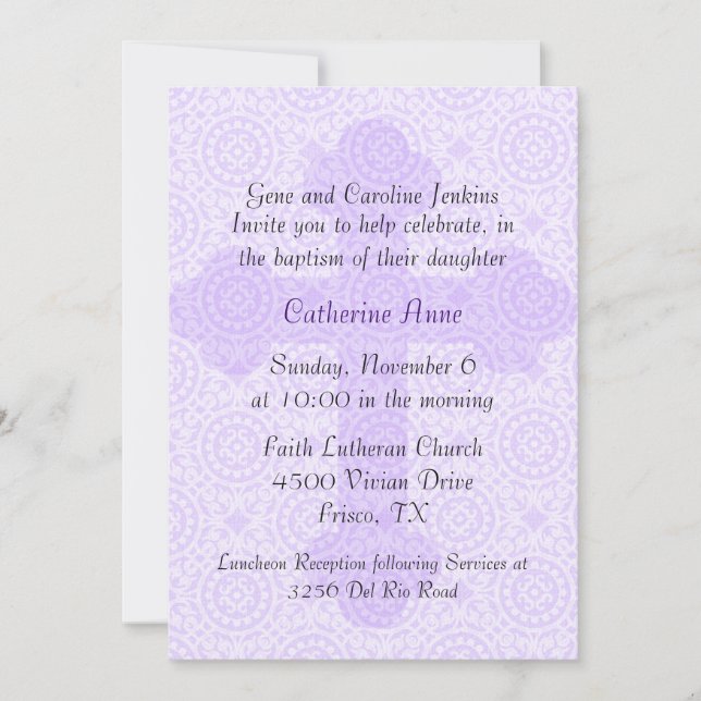 Invitation Baptême Personnalisée De La Croix De Pu (Devant)